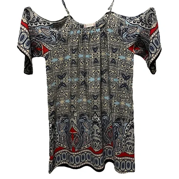 altar'd state cold shoulder geometric paisley shirt off the shoulder size small - Picture 1 of 3